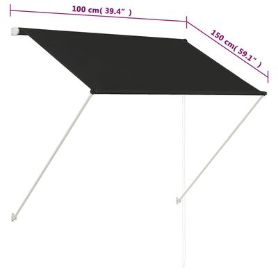 vidaXL Retractable Awning 39.4"x59.1" Anthracite