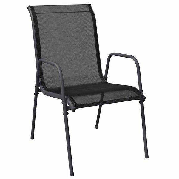 vidaXL Garden Chair Set of 4 Black and Anthracite Steel Standard