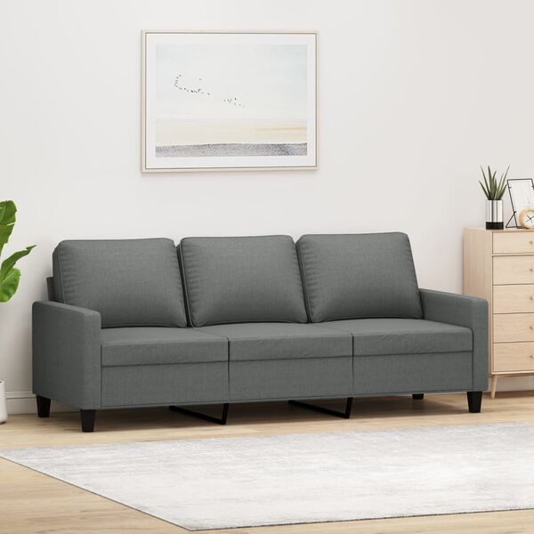 vidaXL 3-seater Sofa Dark Grey 100% Polyester Fabric, Metal, Textilene, Foam