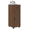 vidaXL Bathroom Cabinet with Drawer Brown Oak 11.81 x 13.78 x 31.50 in