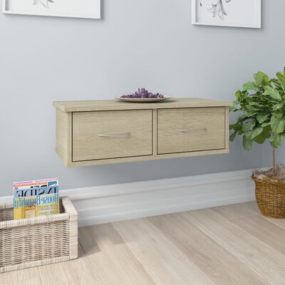 vidaXL Wall-mounted Drawer Shelf Sonoma Oak 23.6"x10.2"x7.3" Engineered Wood