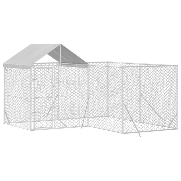 vidaXL Outdoor Dog Kennel Silver Galvanized Steel and Polyethylene