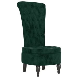 vidaXL High Back Chair Dark green Velvet, Solid wood, Plywood Single