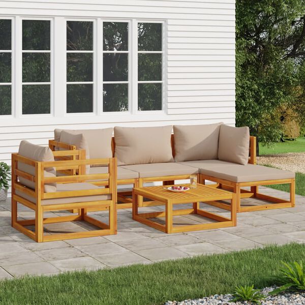 vidaXL Garden Lounge Set Taupe Solid acacia wood, Fabric (100% polyester)