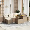 vidaXL Garden Sofa Set Beige PE wicker Large Adjustable Armrests
