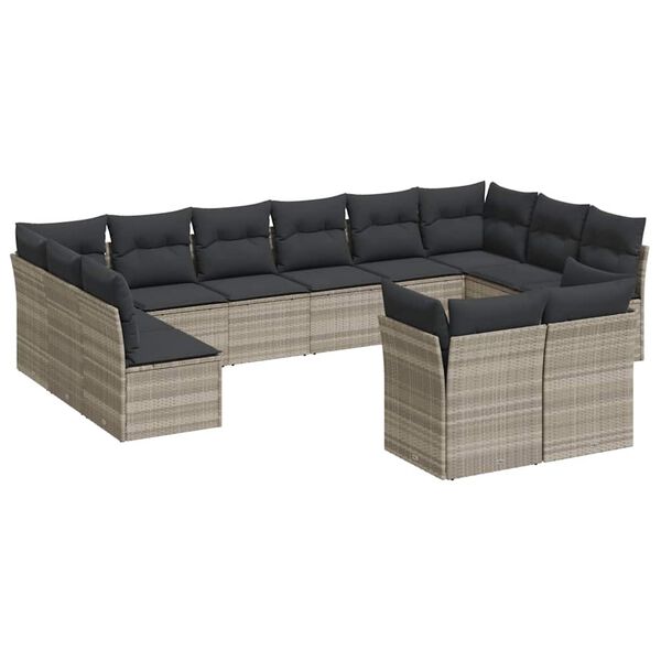 vidaXL Garden Sofa Set Light grey, dark grey PE rattan, powder-coated steel
