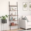 vidaXL Leaning Shelf Dark brown and black Engineered wood and steel