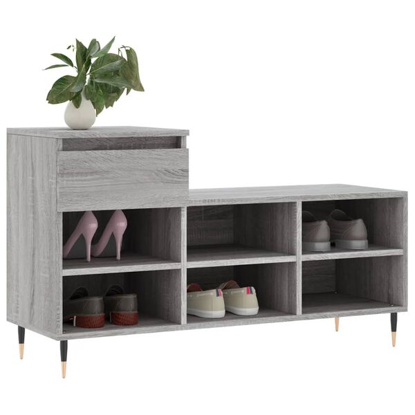 vidaXL Shoe Cabinet Grey Sonoma 40.2x14.2x23.6" Engineered Wood