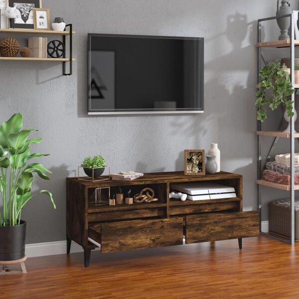 vidaXL TV Cabinet Smoked oak Engineered wood, metal