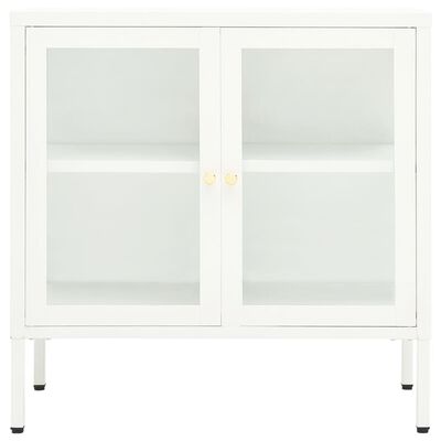 vidaXL Sideboard White 27.6"x13.8"x27.6" Steel and Glass