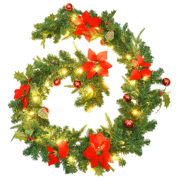 vidaXL Christmas Garland Green and red PVC 8.9ft Christmas Garland