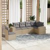 vidaXL Garden Sofa Set Beige PE Rattan, Powder-Coated Steel, 100% Polyester