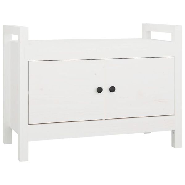 vidaXL Hall Bench White Solid Pine Wood Medium Hall Bench Rectangular