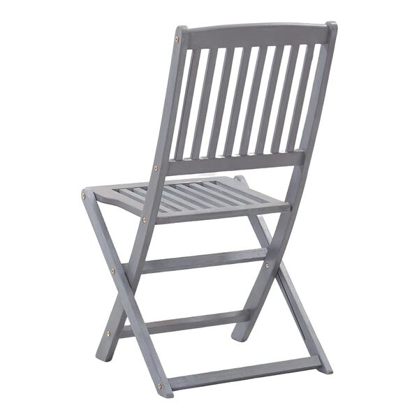 vidaXL Outdoor Chair Set of 8 Grey Acacia Wood Standard Foldable