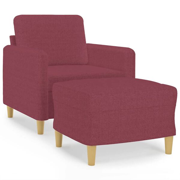 vidaXL Sofa Chair with Footstool Wine Red 23.6" Fabric
