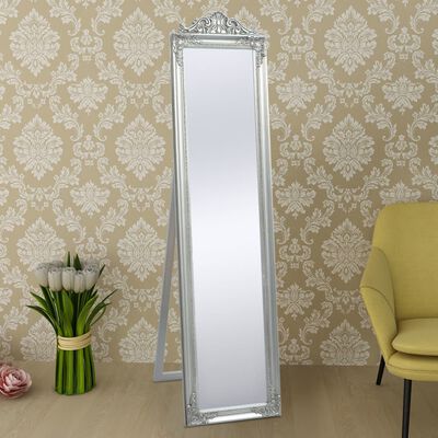vidaXL Free-Standing Mirror Baroque Style 63"x15.7" Silver