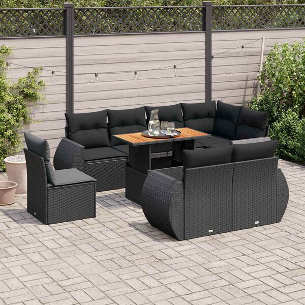 vidaXL Garden Sofa Set Black
