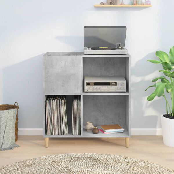 vidaXL Record Cabinet Concrete Grey Engineered Wood Medium