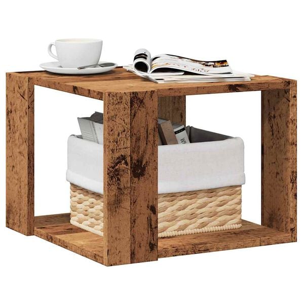 vidaXL Coffee Table Old Wood Engineered Wood 15.7 x 15.7 x 11.8 in