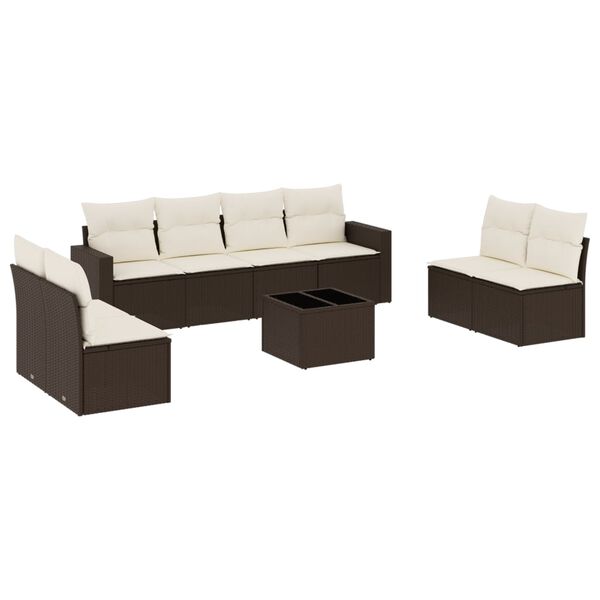 vidaXL Garden Sofa Set Brown, Cream White