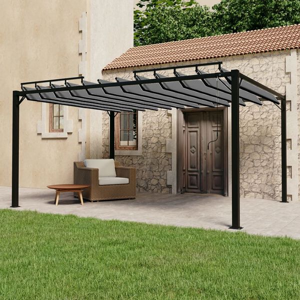 vidaXL Gazebo with Louvered Roof 9.8'x13.1' Anthracite Fabric and Aluminum