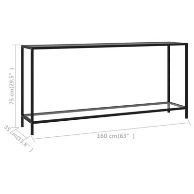 vidaXL Console Table Transparent 63"x13.8"x29.5" Tempered Glass