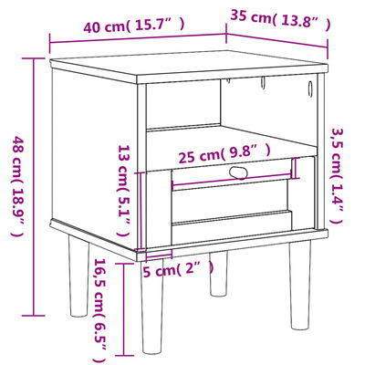 vidaXL Bedside Cabinet SENJA Rattan Look White 15.7"x13.8"x18.9" Solid Wood Pine