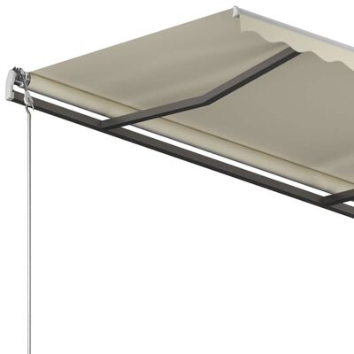 vidaXL Manual Retractable Awning with Posts 9.8'x8.2' Cream