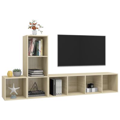 vidaXL 3 Piece TV Cabinet Set Sonoma Oak Chipboard