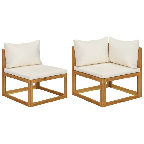 vidaXL Sofa Set Cream White, Natural Wood