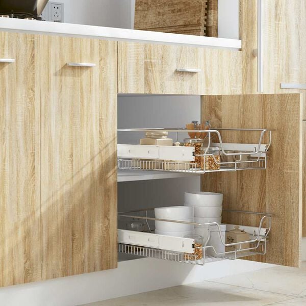 vidaXL Pull-Out Wire Baskets 2 pcs Silver 19.7"