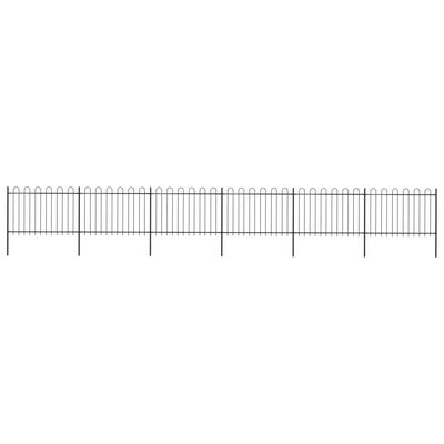 vidaXL Garden Fence with Hoop Top Steel 33.5ft Black