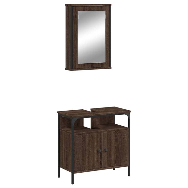vidaXL Bathroom Furniture Set Brown Oak Engineered Wood Medium