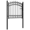 vidaXL Fence Gate with Spikes Steel 39.4x39.4" Black
