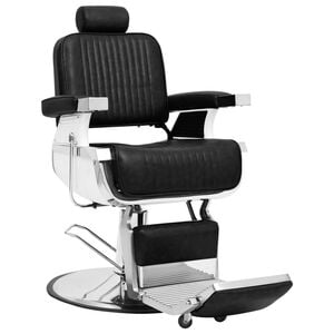 vidaXL Barber Chair Black Faux Leather, Metal, Wood, PVC Medium