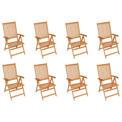 vidaXL Reclining Patio Chairs 8 pcs Solid Teak Wood