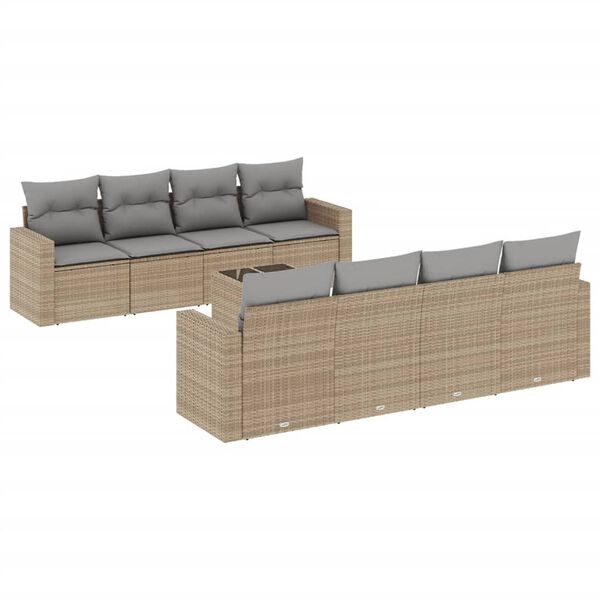 vidaXL Garden Sofa Set Set of 9 Beige, Light grey