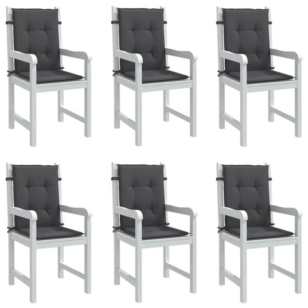 vidaXL Lowback Chair Cushion Set of 6 Melange anthracite