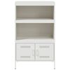 vidaXL Highboard White Steel Medium Highboard Rectangular Industrial