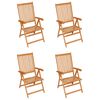 vidaXL Patio Chairs 4 pcs with Royal Blue Cushions Solid Teak Wood