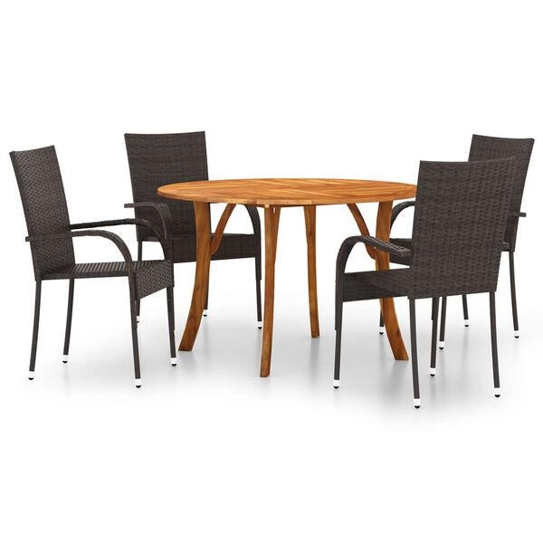 vidaXL 5 Piece Patio Dining Set Brown
