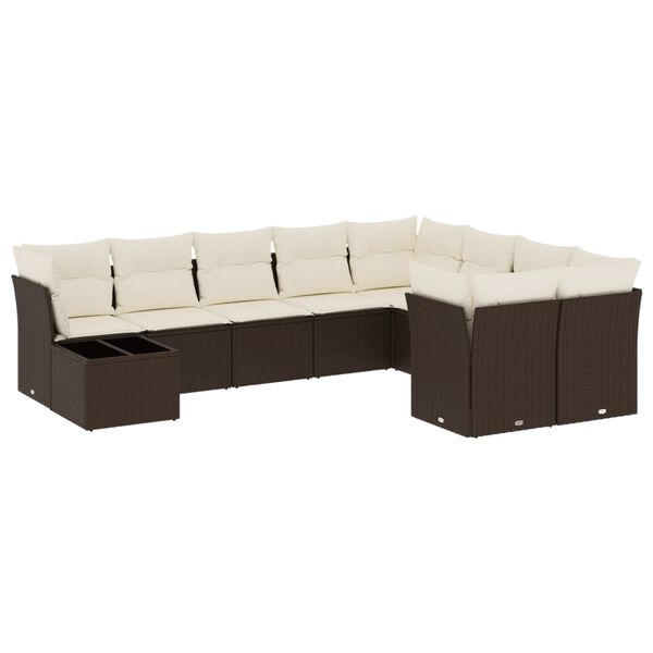 vidaXL Garden Sofa Set Brown PE rattan Large Modular Garden Sofa Set