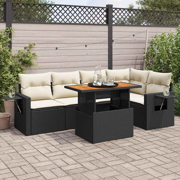 vidaXL Garden Sofa Set Black, Cream white