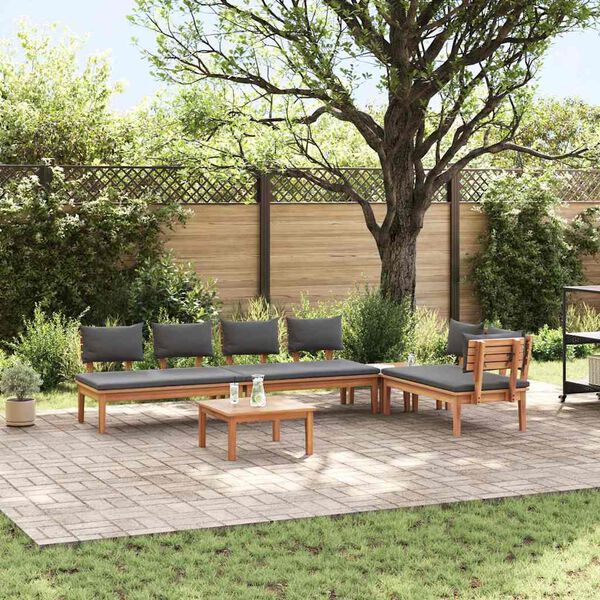 vidaXL Garden Bench Set with Cushion with Storage 5 pcs Brown and Grey