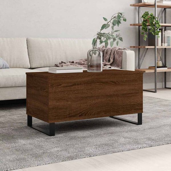 vidaXL Coffee Table Brown Oak Engineered Wood, Metal