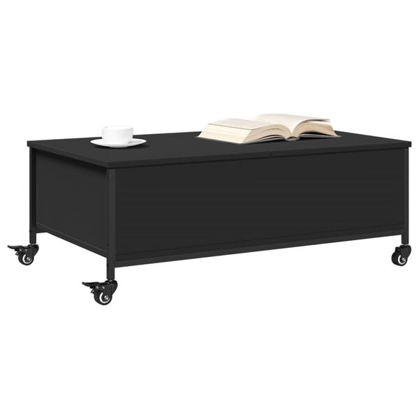 vidaXL Coffee Table Black Engineered Wood, Powder-Coated Steel
