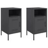vidaXL Bedside Cabinet Set of 2 Black Cold-rolled steel Adjustable Feet