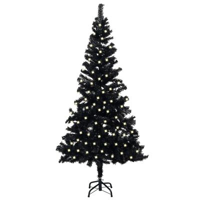 vidaXL Artificial Pre-lit Christmas Tree with Stand Black 94.5" PVC