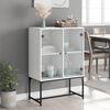 vidaXL Side Cabinet White Engineered wood, glass, steel 27.2x14.6x39.4 in