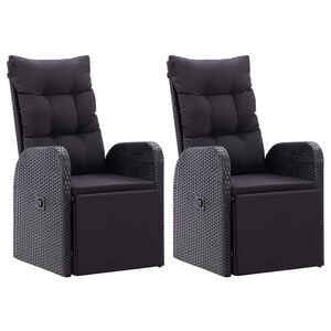 vidaXL Reclining Garden Chair Set of 2 Black
